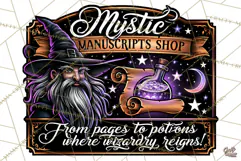 Mystic Manuscripts Shop Halloween PNG Sign Graphic Wizard Product Image 3