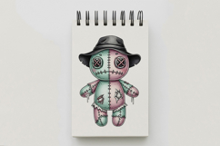 Patchwork Hat Stitched Doll Halloween Voodoo PNG Product Image 5