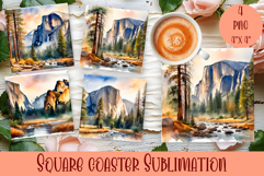 Landscape sublimation square coaster Sublimation Product Image 1