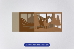 Layered Deer Forest Laser Cut SVG | Wildlife Mountain SVG Product Image 2