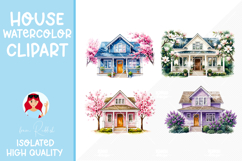 4 Cozy Watercolor House Clipart Product Image 1
