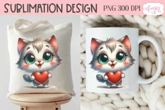 Cute cat holding a heart PNG design for Valentine's Day Product Image 2