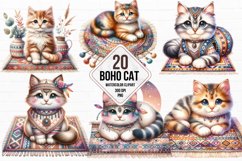 watercolor boho cat Clipart, boho cat sublimation Bundle Product Image 1