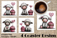 Happy Easter Square Coaster Sublimation. Funny sheep Product Image 1