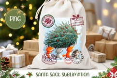 Christmas Tree Santa Sack, Cartoon Fox Santa Sack Template Product Image 1