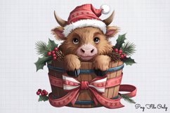 Christmas Highland Cows In Bucket Clipart PNG Product Image 1