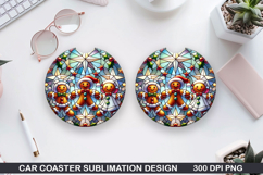 Christmas Car Coaster Sublimation| Christmas Coaster PNG Product Image 1