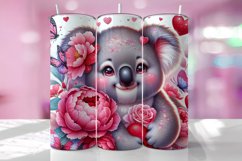 Valentine's Day Koala Tumbler Wrap Sublimation Design Product Image 1