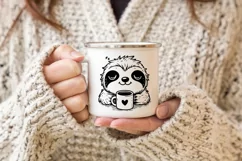 Sleepy baby sloth with coffee mug. SVG, PNG, EPS. Cut file. Product Image 2