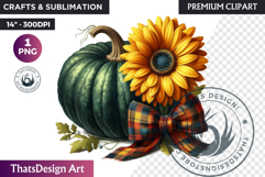 Floral Coquette Pumpkin and Daisy PNG with bow fall Clipart Product Image 1