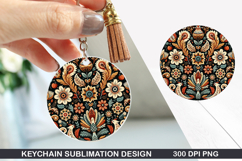 Flower Keychain Sublimation - Autumn Keychain PNG Design Product Image 1