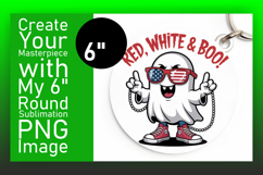 Creative Keychain Circle PNG Artwork , Funny Ghost Product Image 1