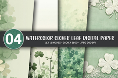 Watercolor Clover Leaf Digital Paper Product Image 1