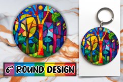 Round Design PNG: Stained Glass Tree Pattern Product Image 1