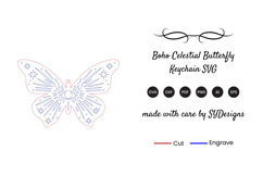 Boho Celestial Butterfly Keychain SVG - Laser Cut File Product Image 2