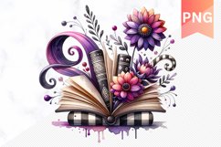 Books Flowers - Clipart PNG Design Product Image 1