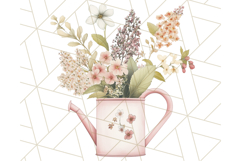 Watering Can Flowers PNG, Rustic Floral Watercolor Clipart Product Image 3
