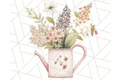 Watering Can Flowers PNG, Rustic Floral Watercolor Clipart Product Image 3