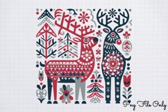 Scandinavian Folk Art Christmas Clipart PNG Product Image 1