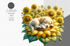 Puppy clipart, Sunflowers clipart, Dog sublimation Product Image 1