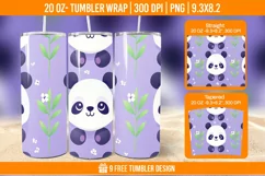 Cute Panda Tumbler Wrap Designs, Sublimation Wrap Product Image 1