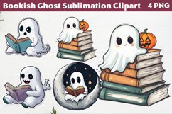 Bookish Ghost Sublimation Clipart, Sublimation PNG Product Image 1