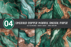 Emerald Copper Marble Digital Paper Product Image 1