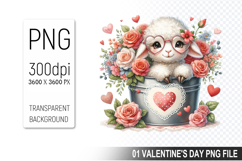 Valentine&#039;s Sheep in Bucket, Animal Graphic For Crafts Product Image 1