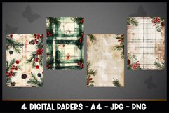 4 Vintage Christmas Floral Digital Papers I Junk Journal Product Image 2