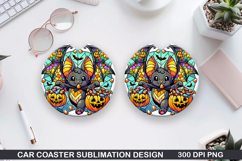 Car Coaster Sublimation| Halloween Coaster PNG Design Product Image 1
