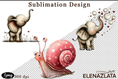 Clipart with Heartfelt Moments, Happy Snail hearts Product Image 1