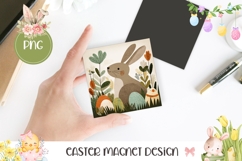Easter Magnet Print, Cartoon Bunny Square Coaster Template Product Image 1