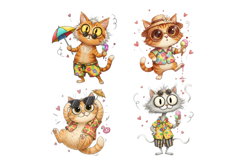 Whimsical Summer Cats Clipart Product Image 2