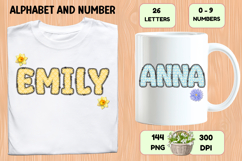 Daffodil Floral Patchwork Alphabet PNG Clipart 300 DPI Product Image 6