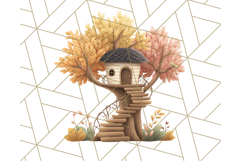 Autumn Treehouse &amp; Woodland Cabin PNG Clipart Product Image 2