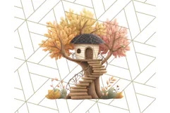 Autumn Treehouse & Woodland Cabin PNG Clipart Product Image 2