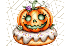 Halloween Donut Clipart PNG, Cute Spooky Doughnut Art Product Image 2