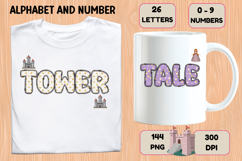 Tower Princess Alphabet Clipart PNG, Letters doodle 300 DPI Product Image 6