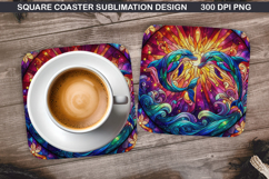 Dolphin Coaster Sublimation, Valentine Coaster PNG Design Product Image 1