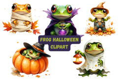 Halloween Frog Clipart Bundle - Cute Spooky Amphibian Product Image 4