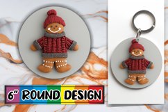 3D Gingerbread Round Design Holiday Keychain Product Image 1