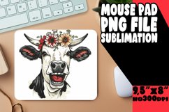 Joyful Cow Watercolor Mouse Pad,Farmhouse PNG Product Image 1