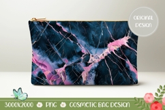 Black Cosmetic Bag, Black Marble Cosmetic Bag Template Product Image 1