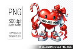 Watercolor Valentine Heart Character Clipart PNG Bundle Product Image 13