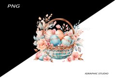 Easter Clipart, Easter Egg Basket Clipart, Easter Bunny Png Product Image 1