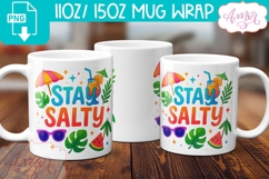 Stay salty mug wrap PNG sublimation, Summer beach mug wrap Product Image 2