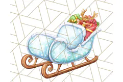 Santa Sleigh Ride Clipart PNG, Flying Reindeer Christmas Art Product Image 2