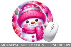 Snowman Mouse Pad Sublimation. Christmas Mouse Pad Product Image 1