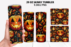 Pumpkin Skinny Tumbler 20oz Wrap Design, Halloween Tumbler Product Image 1
