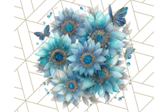 Sunflower and Butterfly PNG Clipart, Bright Jewel Tones Png Product Image 2